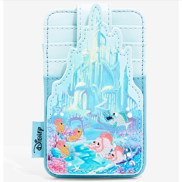 LOUNGEFLY The Little Mermaid Castle Mini Backpack & Cardholder - Picture 8 of 13